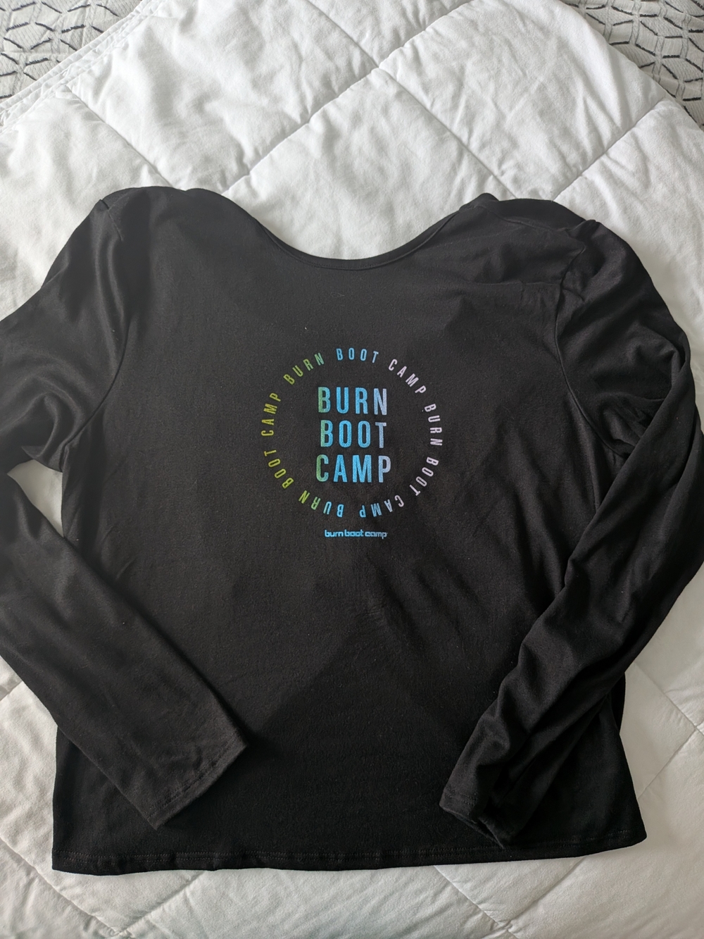 Burn Boot Camp Women's Black Long Sleeve Tee with Twist Back